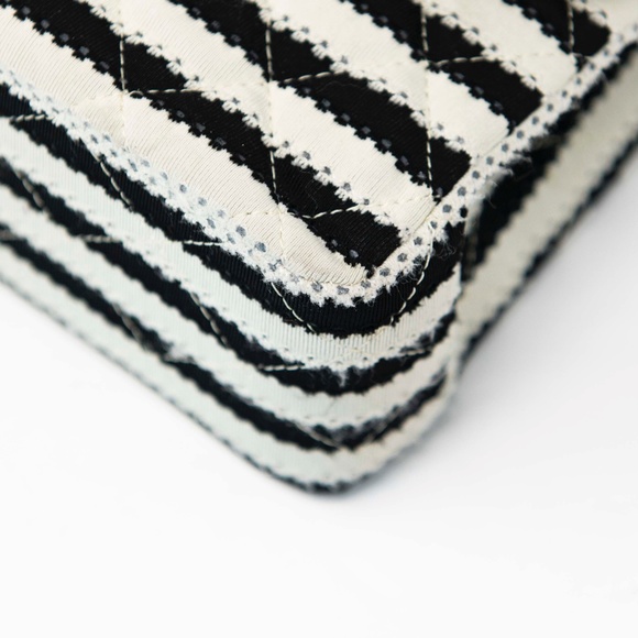 Chanel Quilted Striped Fabric Classic Medium Double Flap Bag - Picture 8 of 16